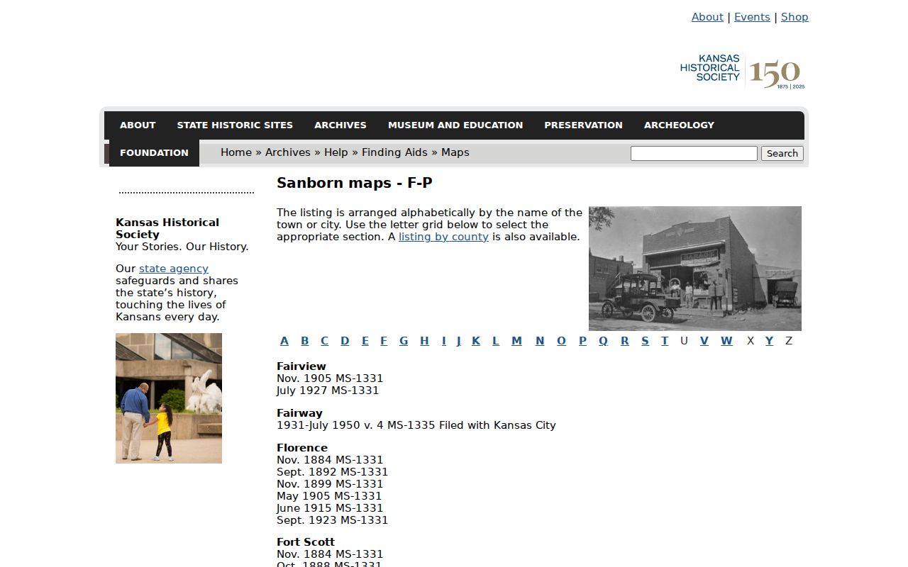 Kansas Historical Society list of Sanborn maps for Olathe house history