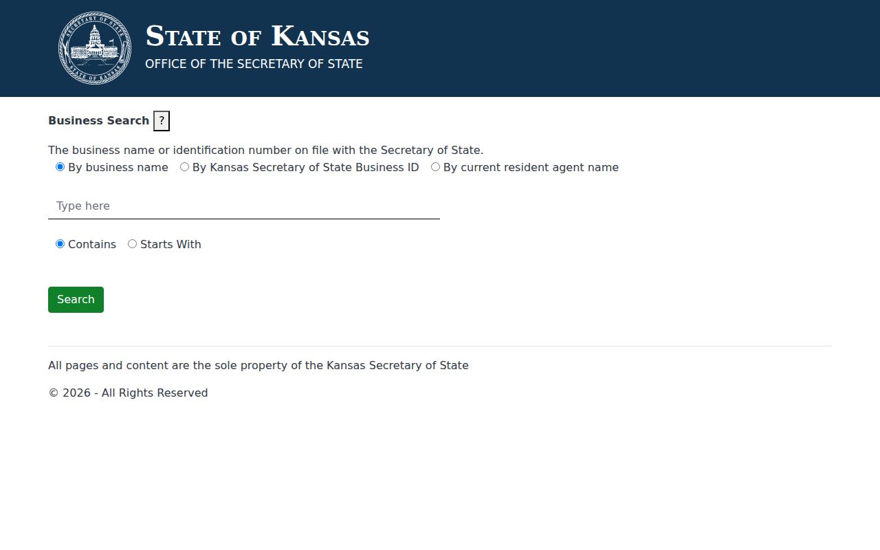 Olathe resident lookup using the Kansas business entity search